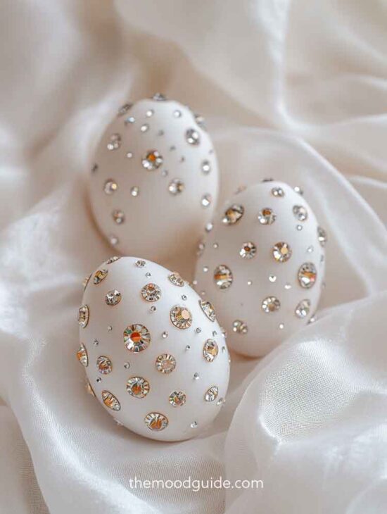 easter egg decorating with rhynestones