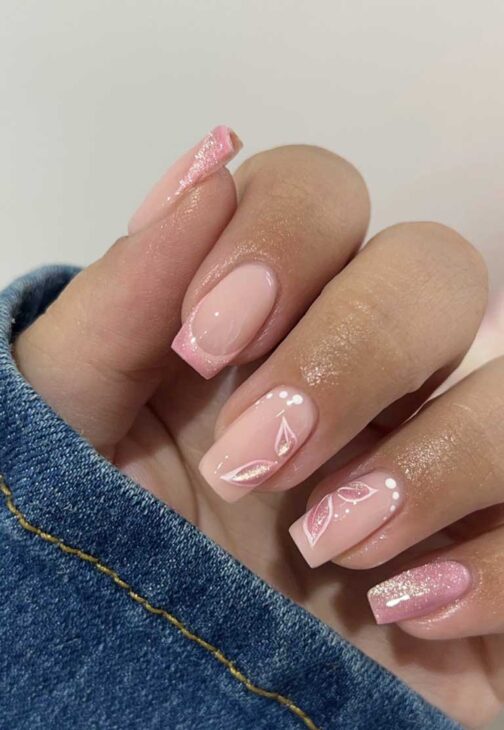 pink velvet butterfly nails