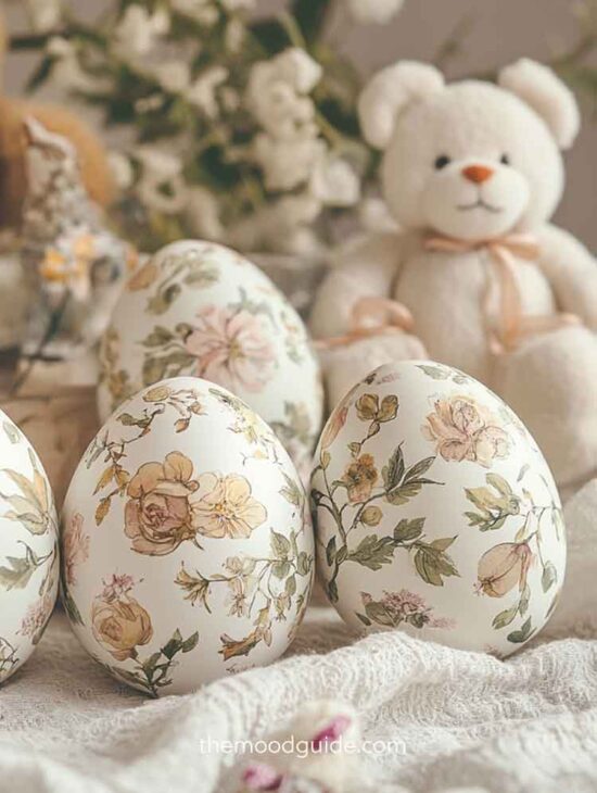 cute soft pastel floral easter egg paiting