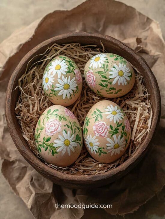 roses and daisies easte egg paiting