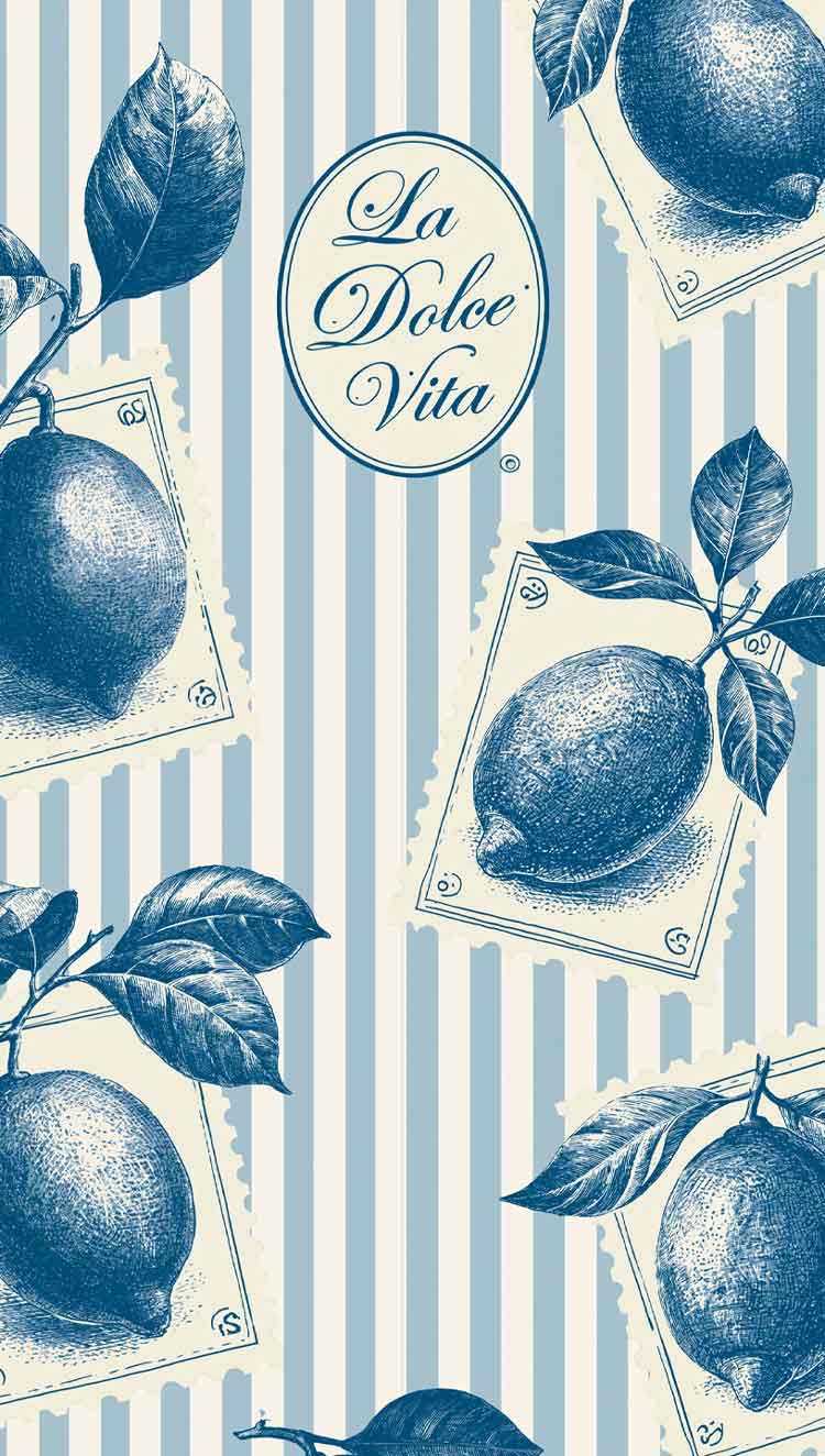 blue and white vintage stamps la dolce vota amalfi aesthetic wallpaper for iphone