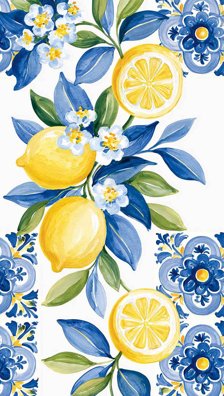 la dolce vita watercolor aesthetic phone wallpapper collage blue yellow and white