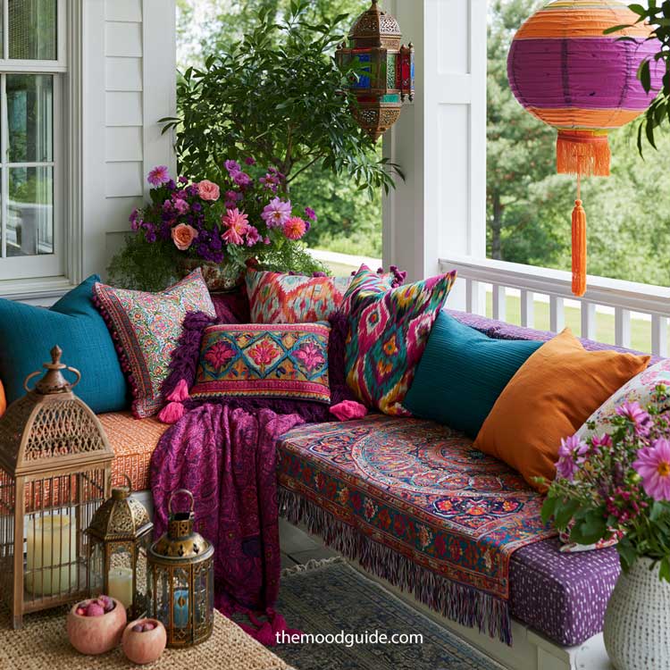 boho summer colorful front porch