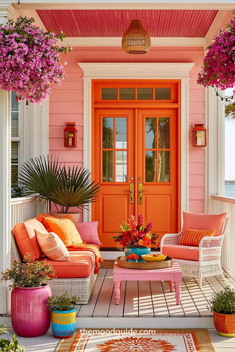 summer aesthetic pink orange front porch