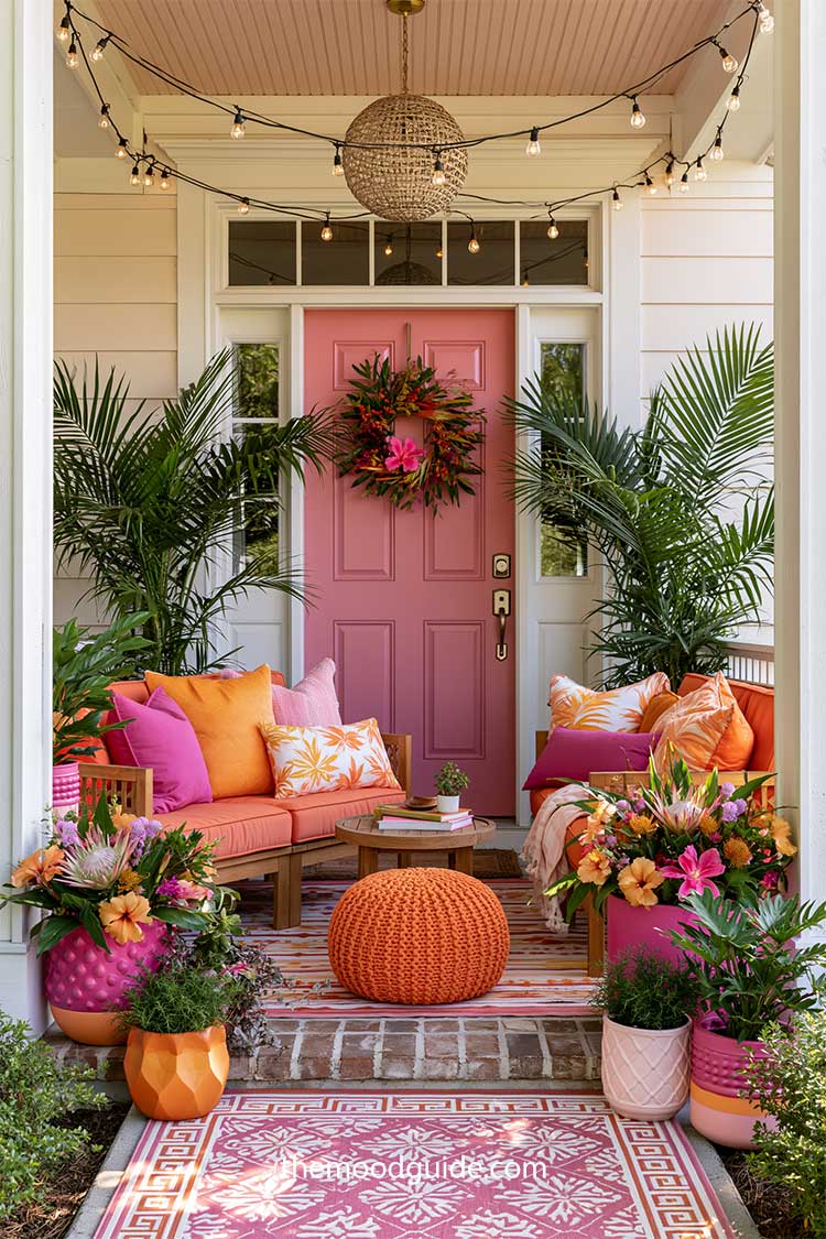 pink orange summer aesthetic house porch