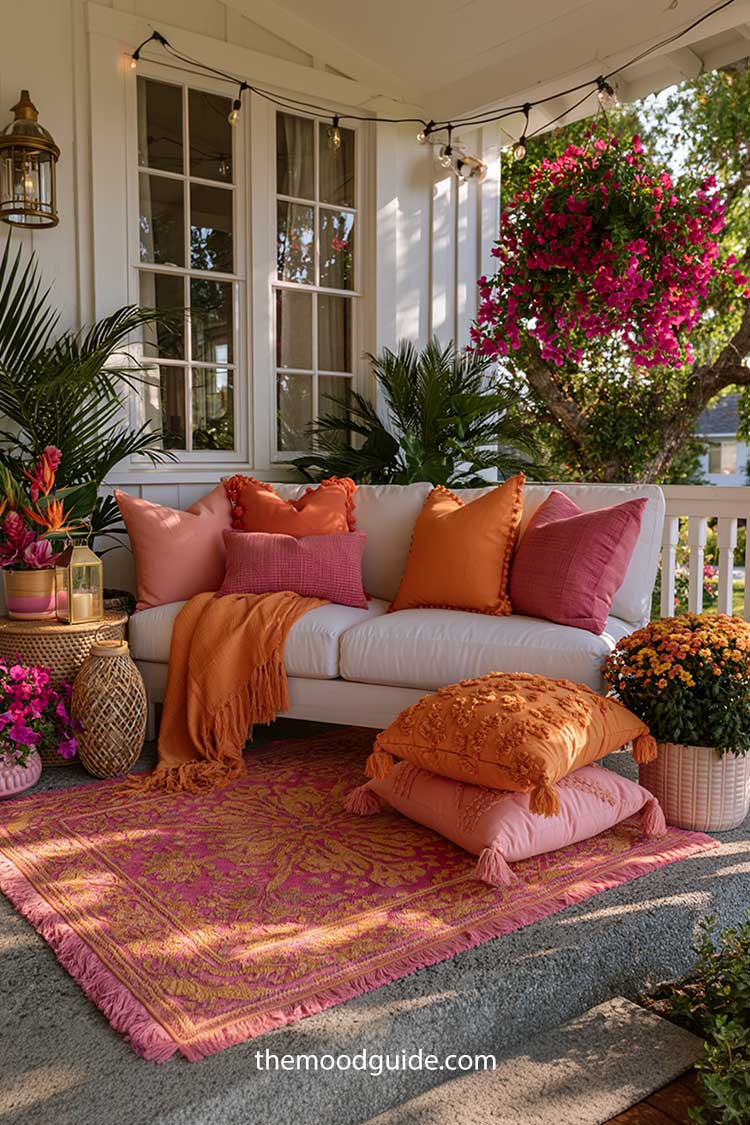 aesthetic pink orange porch summer