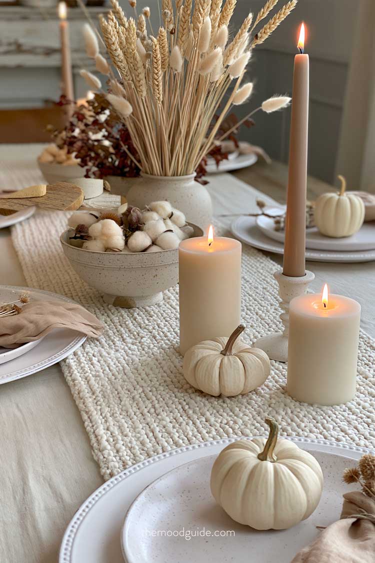 cozy beige hygge fall table