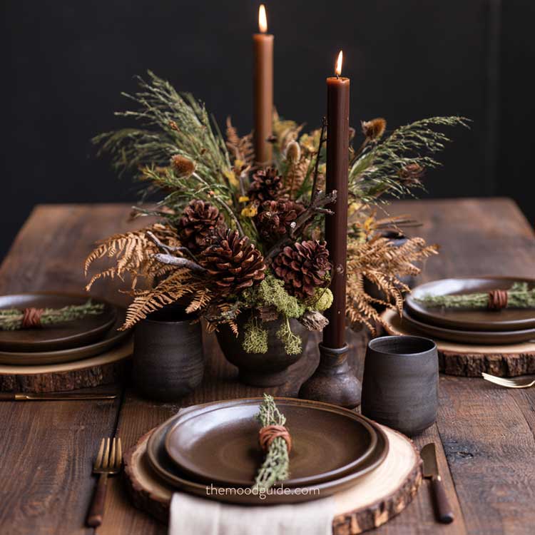 brown earthy aesthetic tablescape