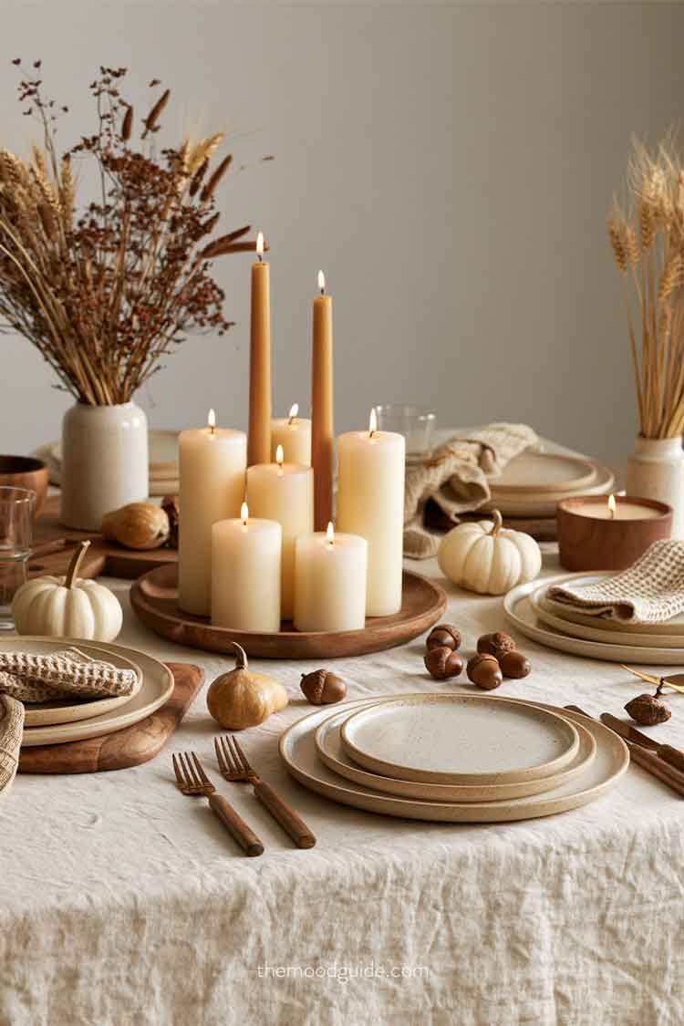 beige and brown natural aesthetic fall table