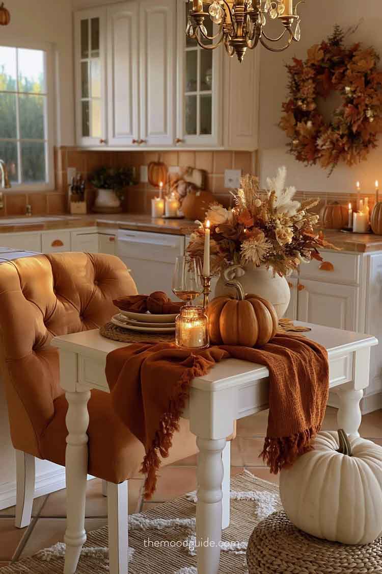 small simple warm fall table setting for one