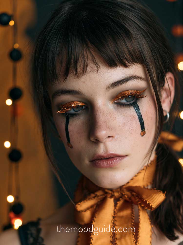 easy glittery eye tear makeup for halloween