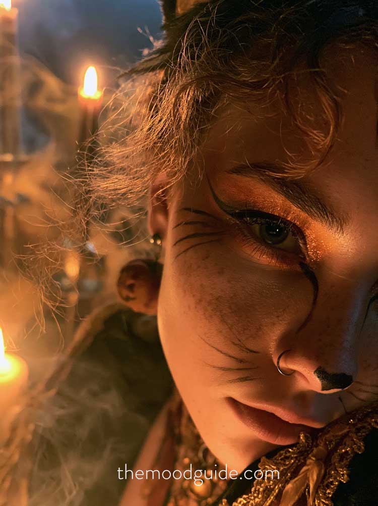 easy cat makeup look for woman halloween