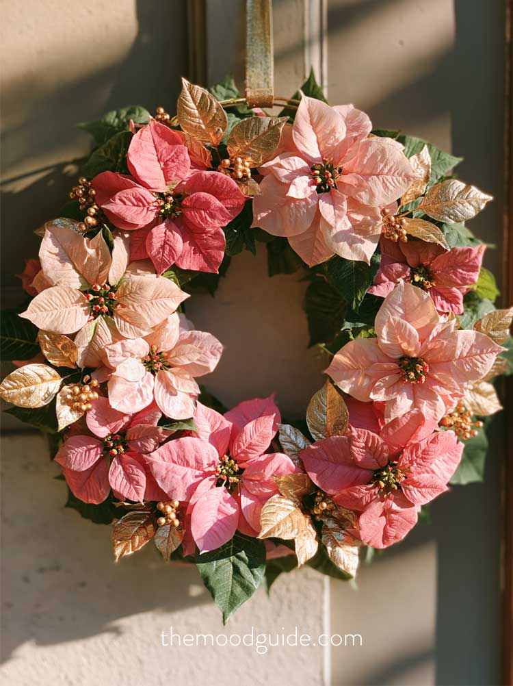 pink pinsettia christmas wresth